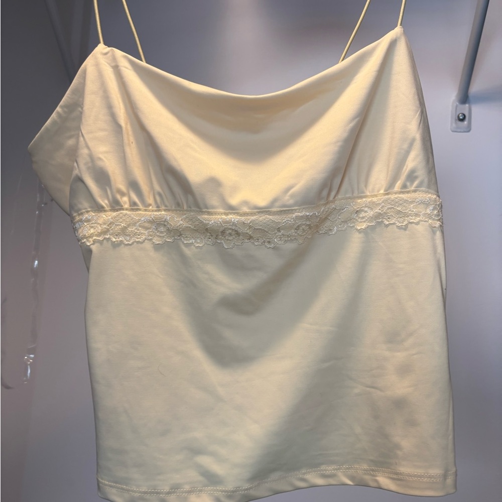 Cream Lace Trim Cami Top
